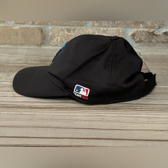 TeamMLB Marlins youth size baseball hat cap black blue team sports - Picture 3 of 7